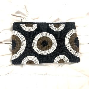 NWOT Handmade beaded Mexica zip coin/card purse